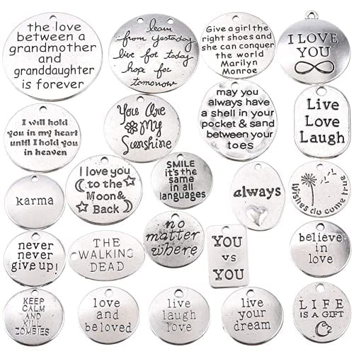 20 Pieces Love Hope Faith Dream Laugh Charm Tibetan SIlver Plate DIY Jewelry 20 Pieces Love Hope Faith Dream Laugh Charm Tibetan SIlver Plate DIY Jewelry